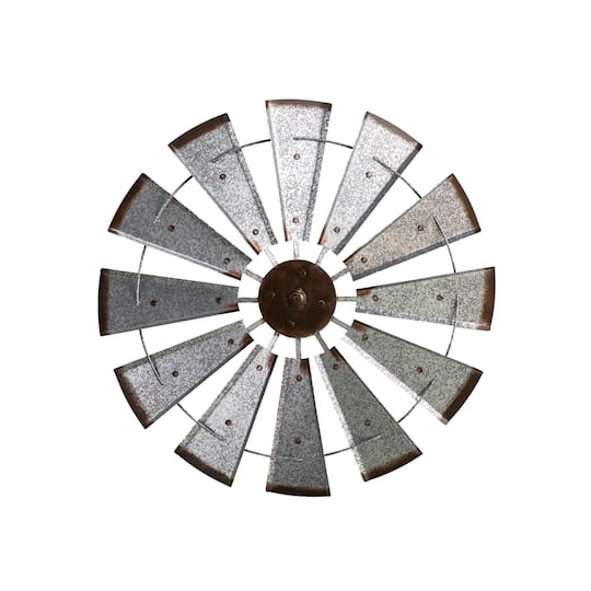 Glitzhome&#xAE; 28.5&#x22; Galvanized Metal Wind Spinner Wall D&#xE9;cor